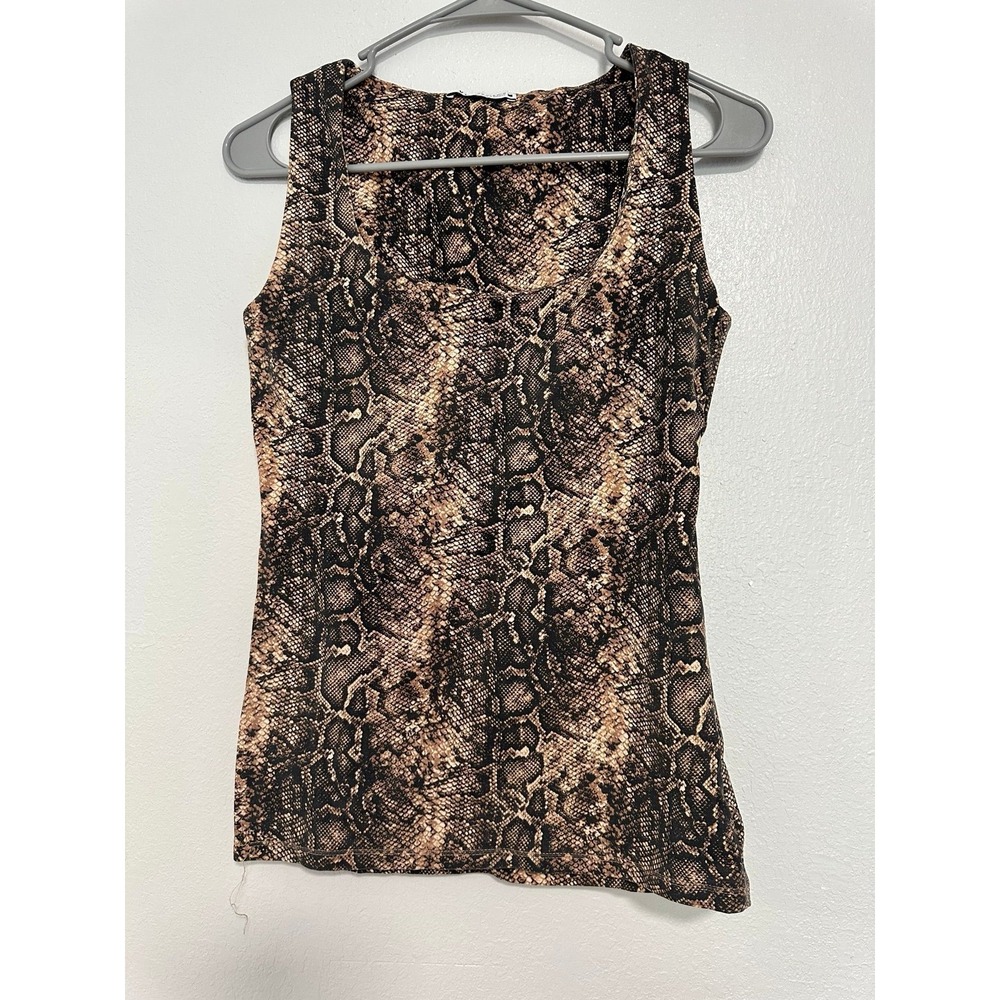 ZARA Women's Snake Print Tank Top Scoop Neck Sleeveless Brown‎ Black Size Medium